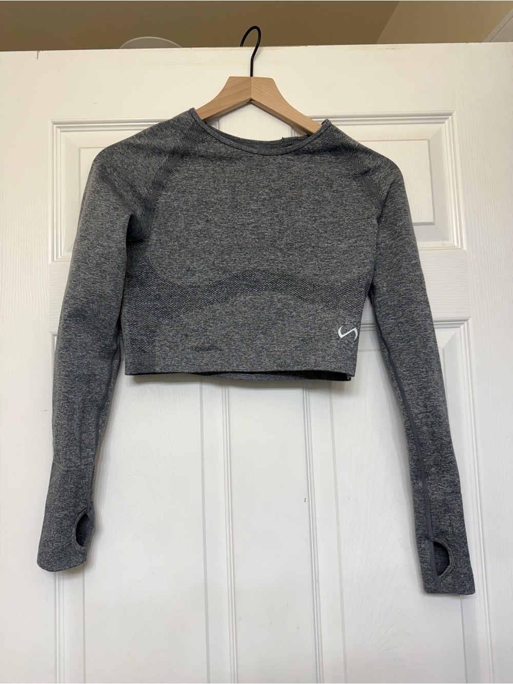 Women’s Long-Sleeve Seamless Crop Top - Gray